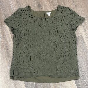 J. Crew Forest Green Lace Blouse